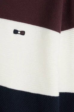 Pull col maillot en coton bordeaux à jeux de maille coupe Regular