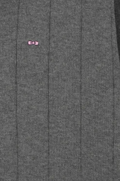 Pull col maillot en coton et cachemire gris coupe Regular
