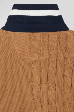 Pull col maillot en coton camel coupe Regular