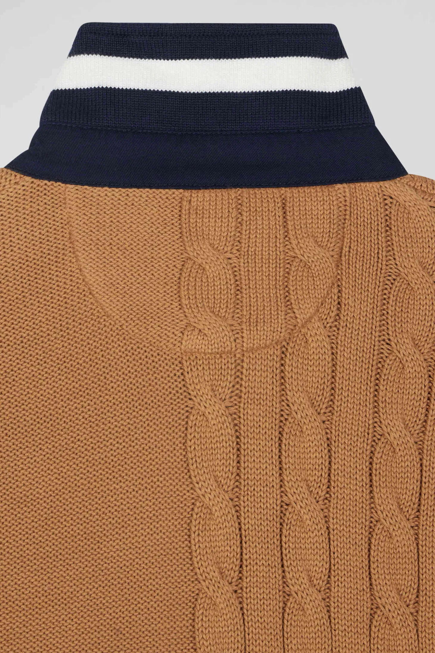 Pull col maillot en coton camel coupe Regular