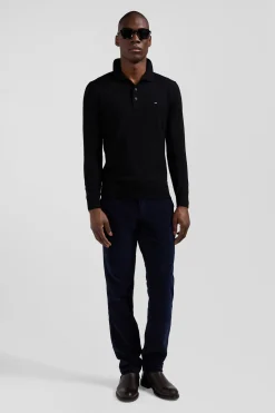 Pull col maillot en laine noir coupe Regular