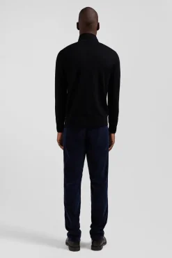 Pull col maillot en laine noir coupe Regular
