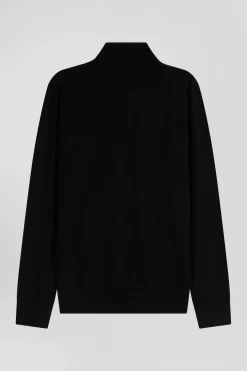 Pull col maillot en laine noir coupe Regular