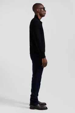 Pull col maillot en laine noir coupe Regular
