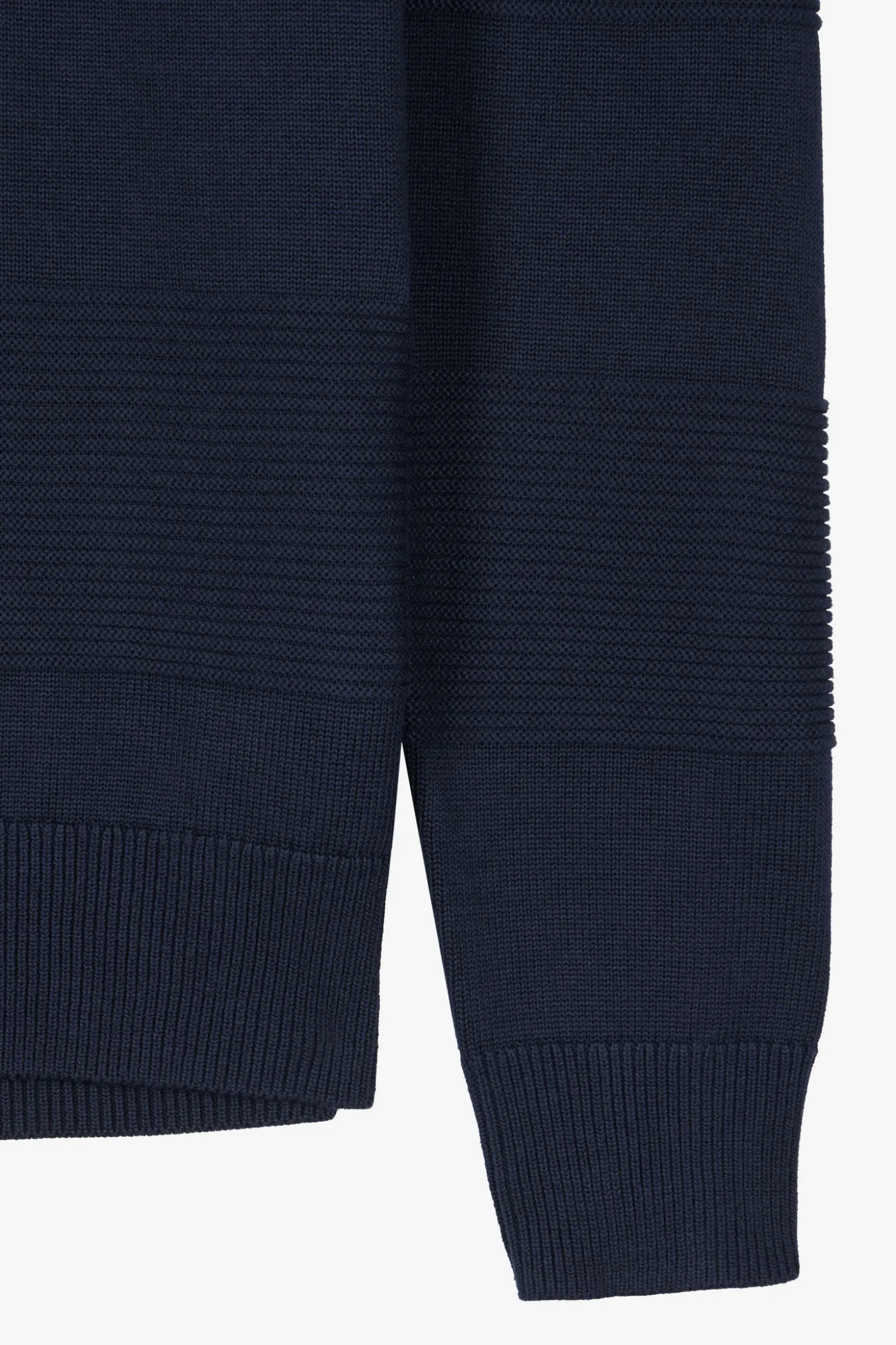 Pull col polo en coton bleu marine coupe Regular
