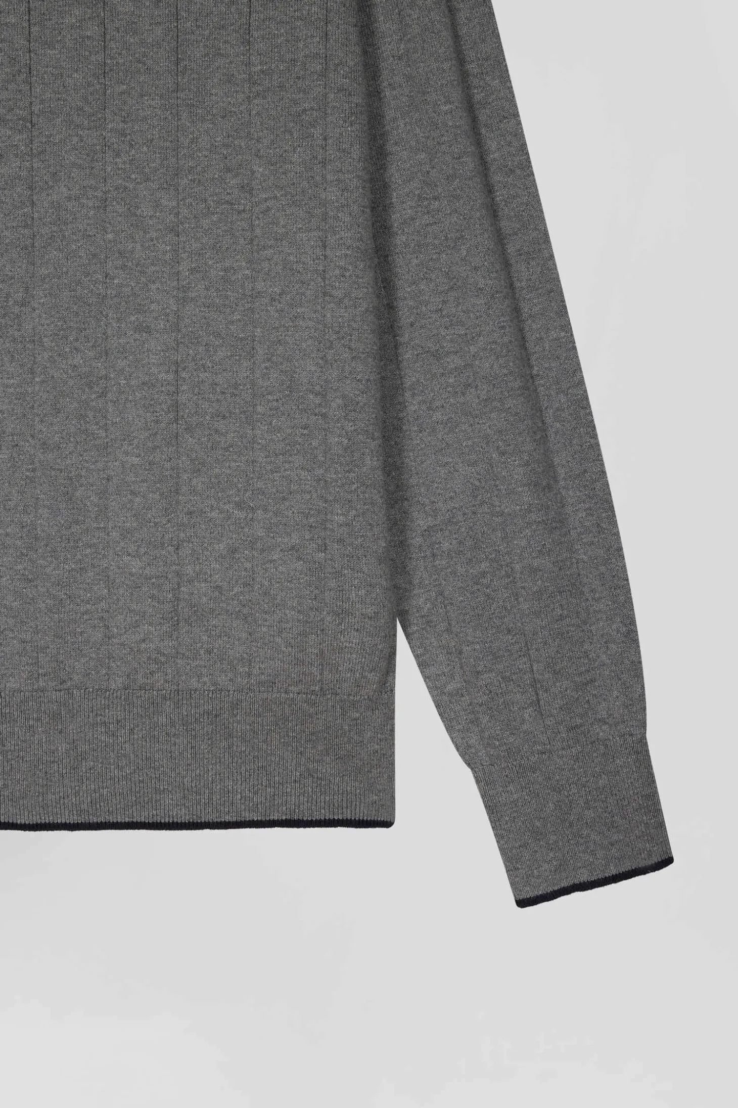 Pull col rond en coton et cachemire gris coupe Regular