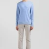 Pull col rond en laine et coton ciel coupe Regular