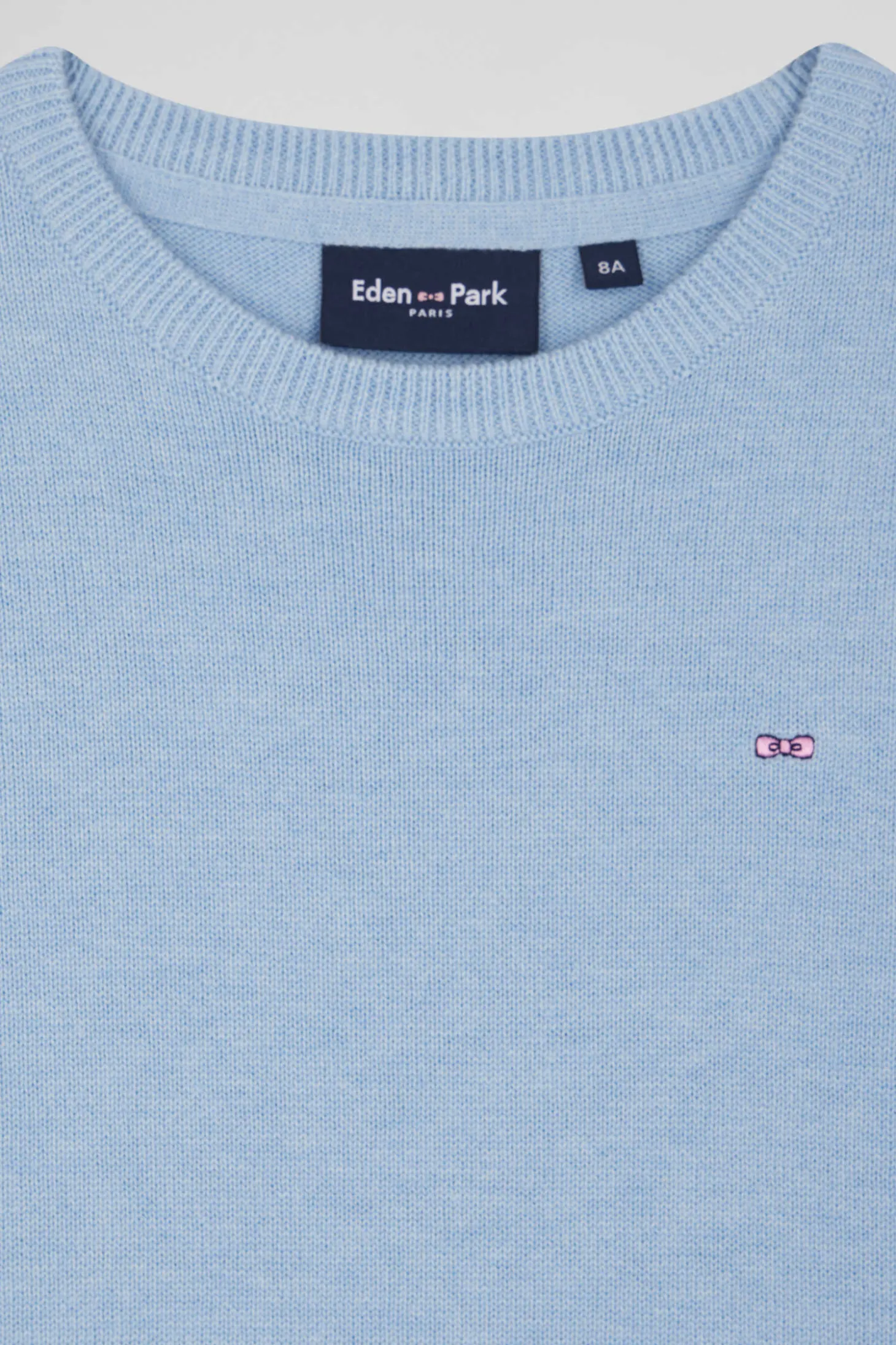Pull col rond en laine et coton ciel coupe Regular