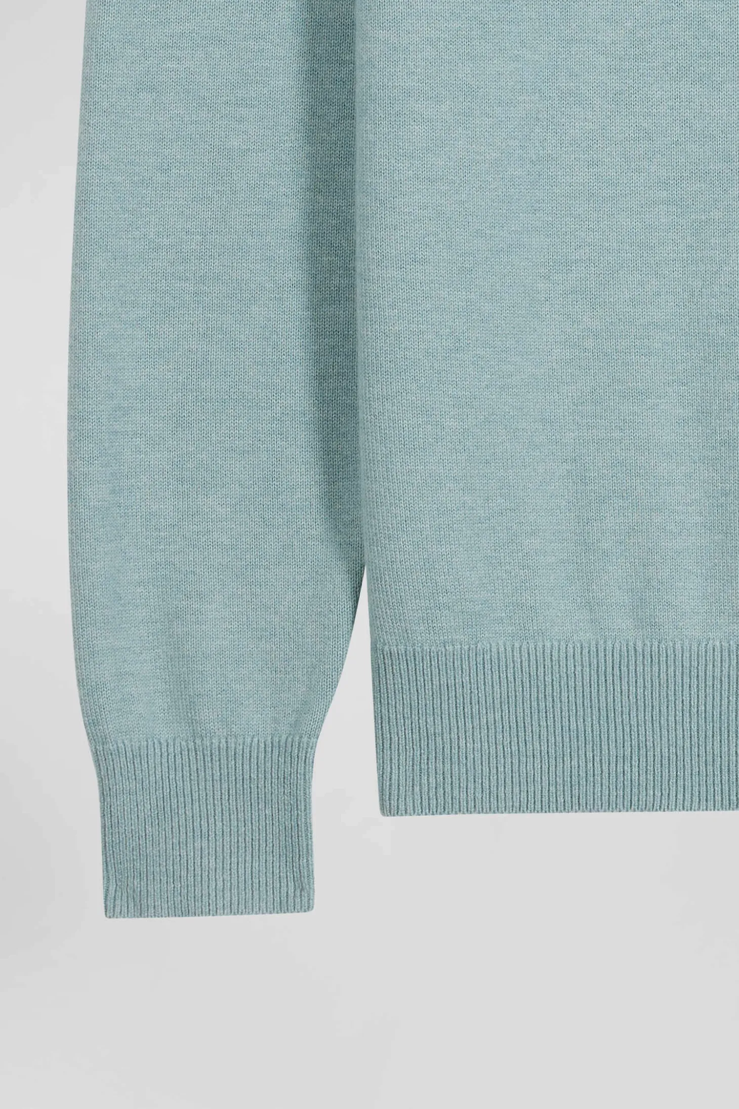 Pull col rond en laine et coton vert coupe Regular