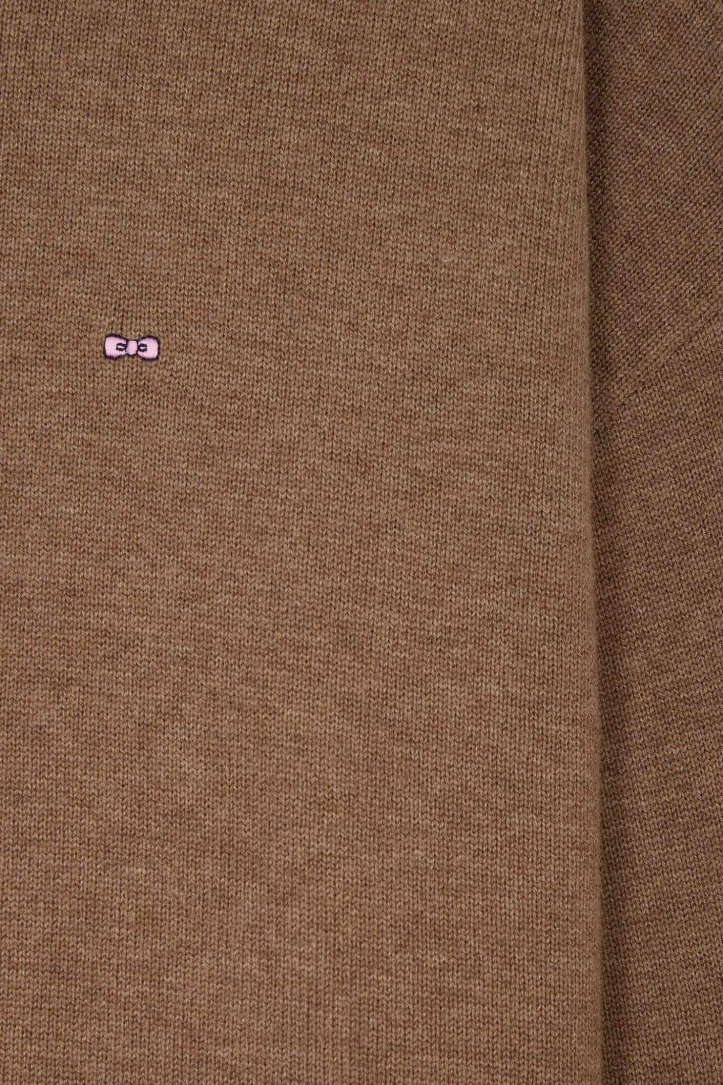 Pull col rond en laine et coton marron coupe Relaxed