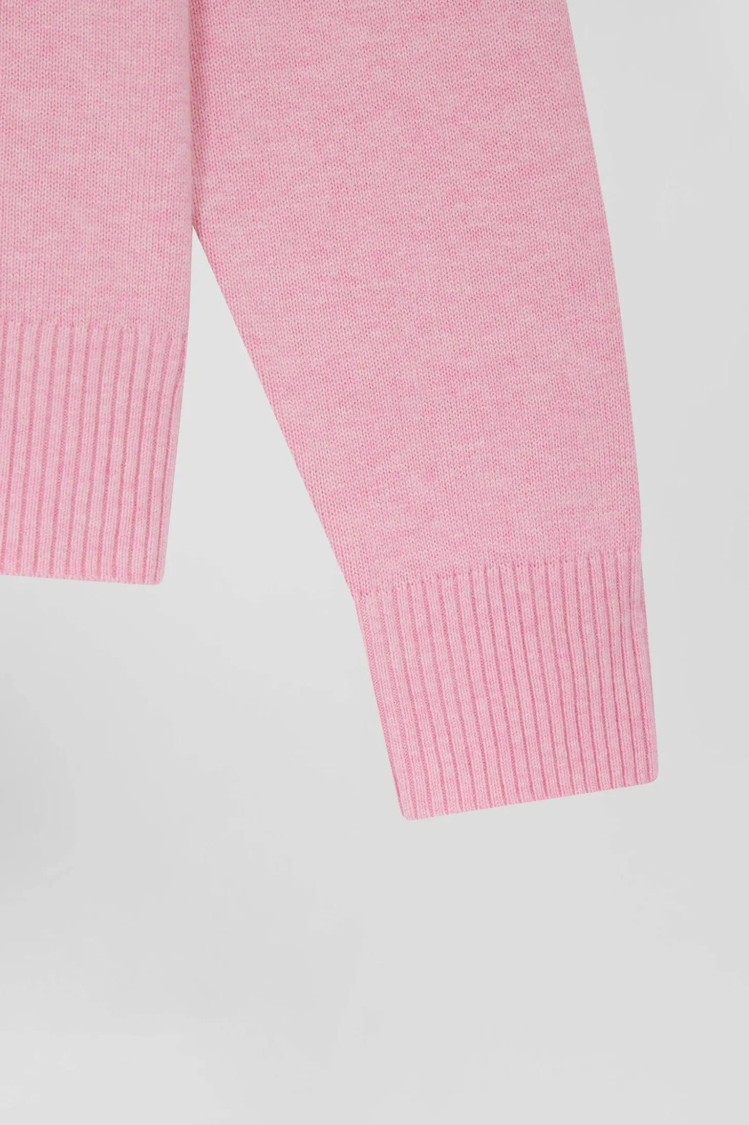 Pull col rond en laine et coton rose coupe Relaxed