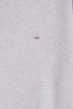 Pull col rond en laine et coton gris coupe Regular
