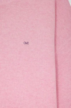 Pull col rond en laine et coton rose coupe Relaxed