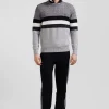 Pull col rond en maille coton fantaisie gris coupe Regular
