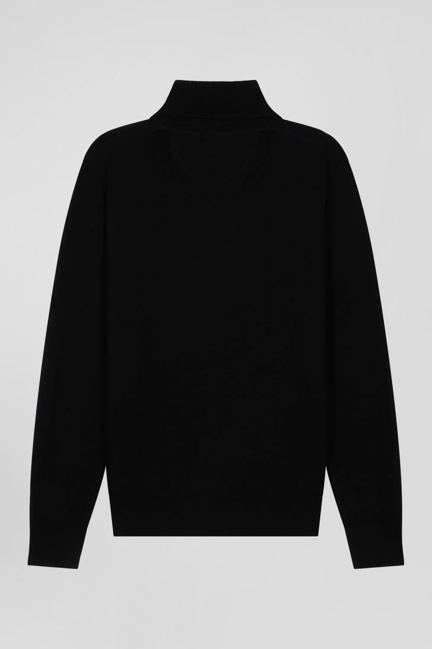 Pull col roulé en laine et coton gris anthracite coupe Regular
