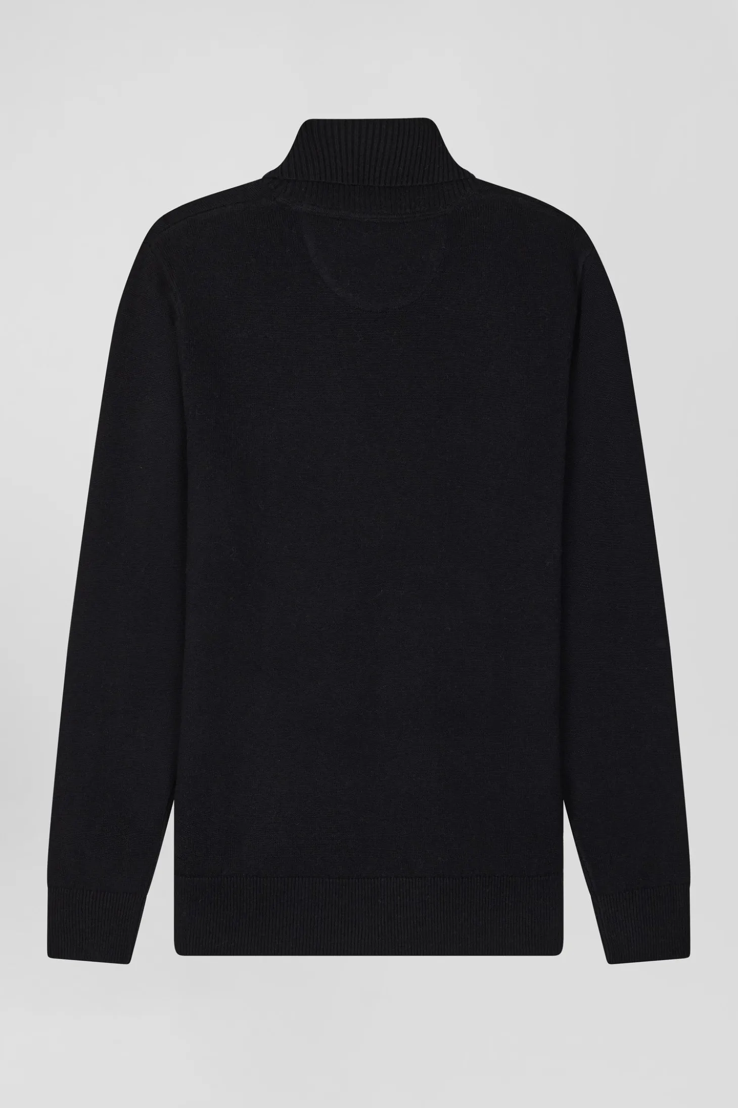 Pull col roulé en laine et coton noir coupe Regular
