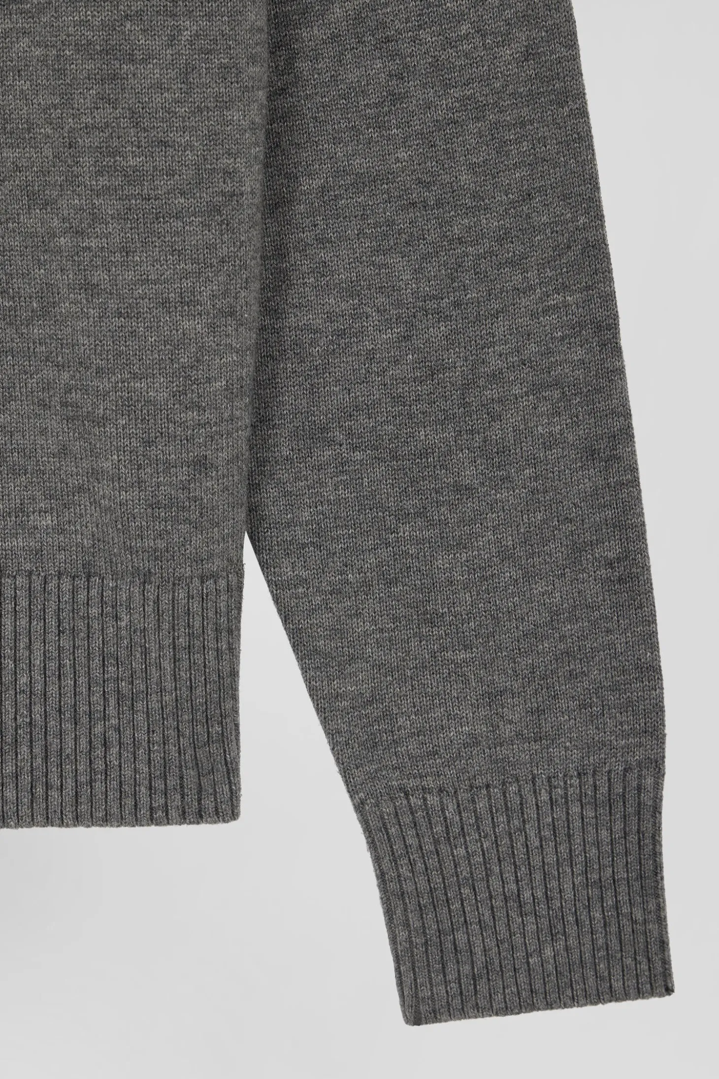 Pull col roulé en laine et coton gris foncé chiné coupe Relaxed