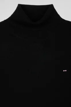 Pull col roulé en laine et coton gris anthracite coupe Regular