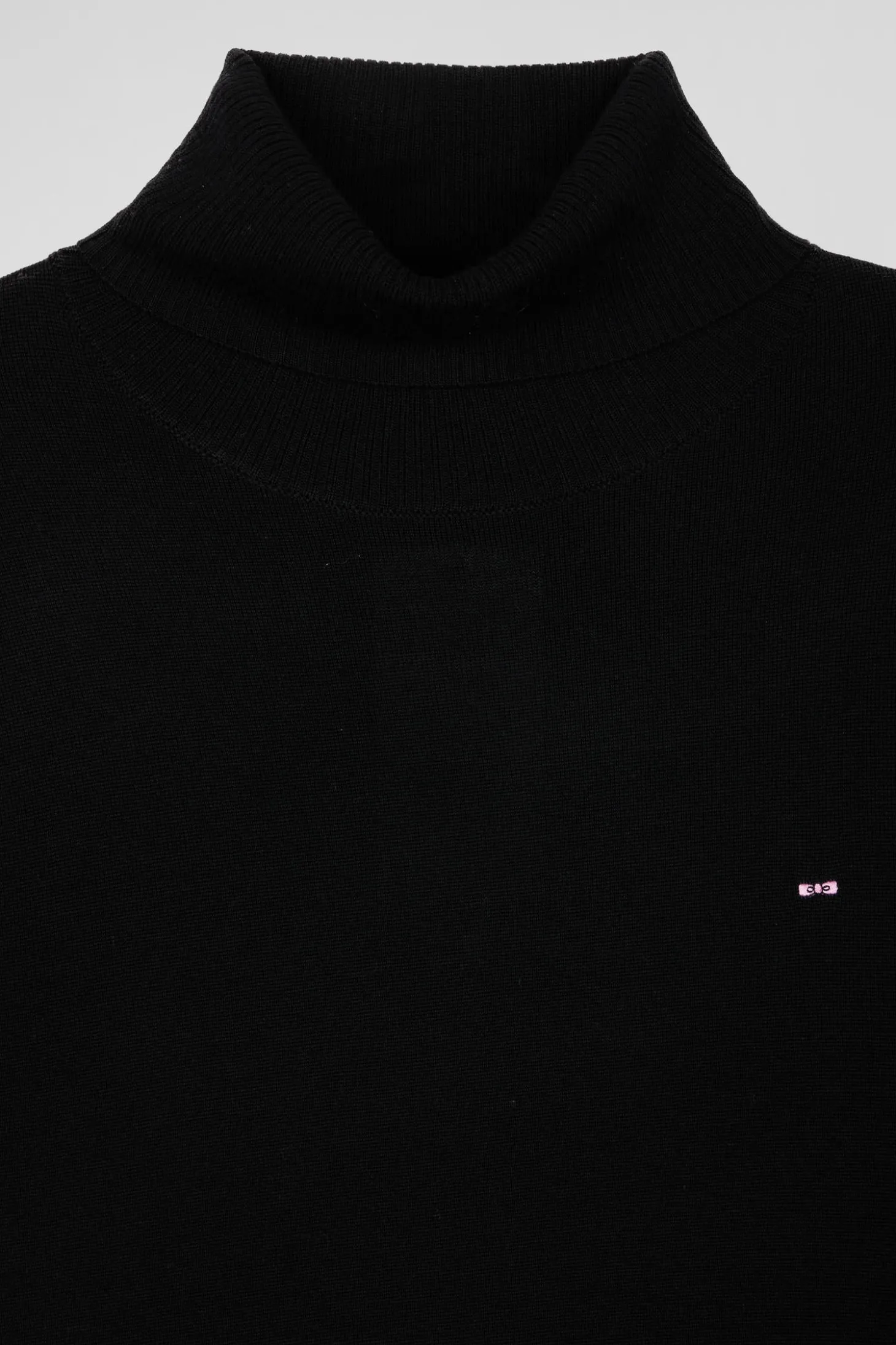 Pull col roulé en laine et coton gris anthracite coupe Regular