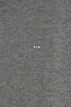 Pull col roulé en laine et coton gris coupe Regular