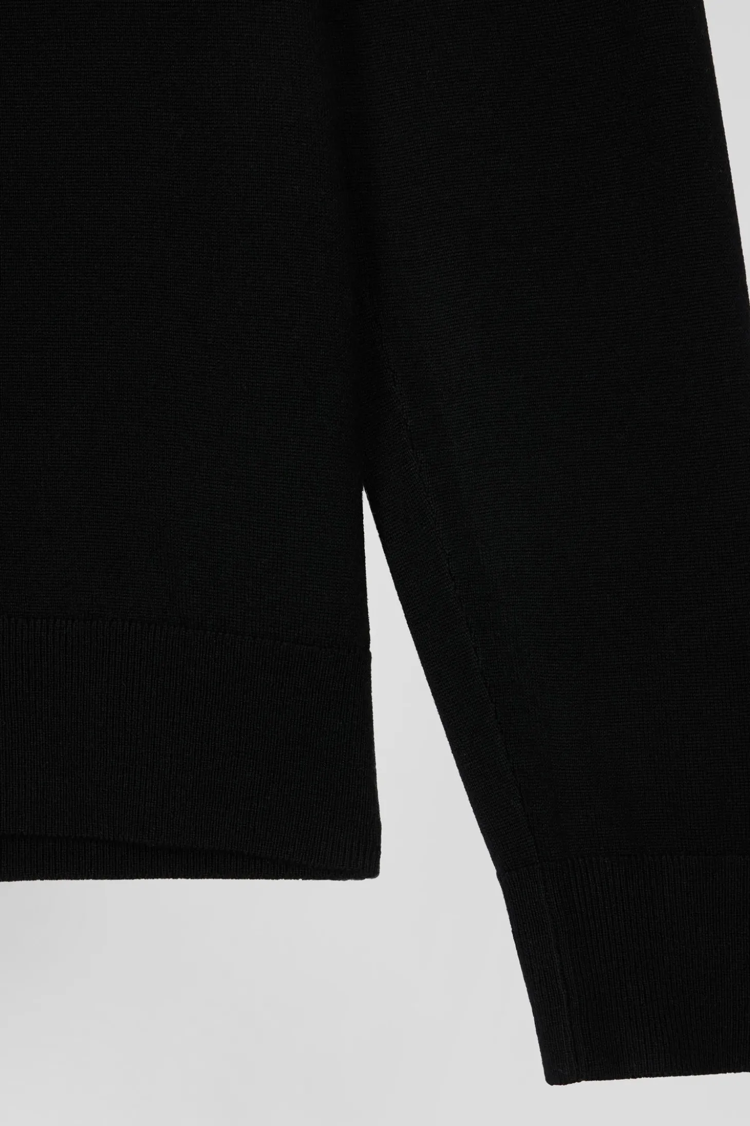 Pull col roulé en laine et coton gris anthracite coupe Regular