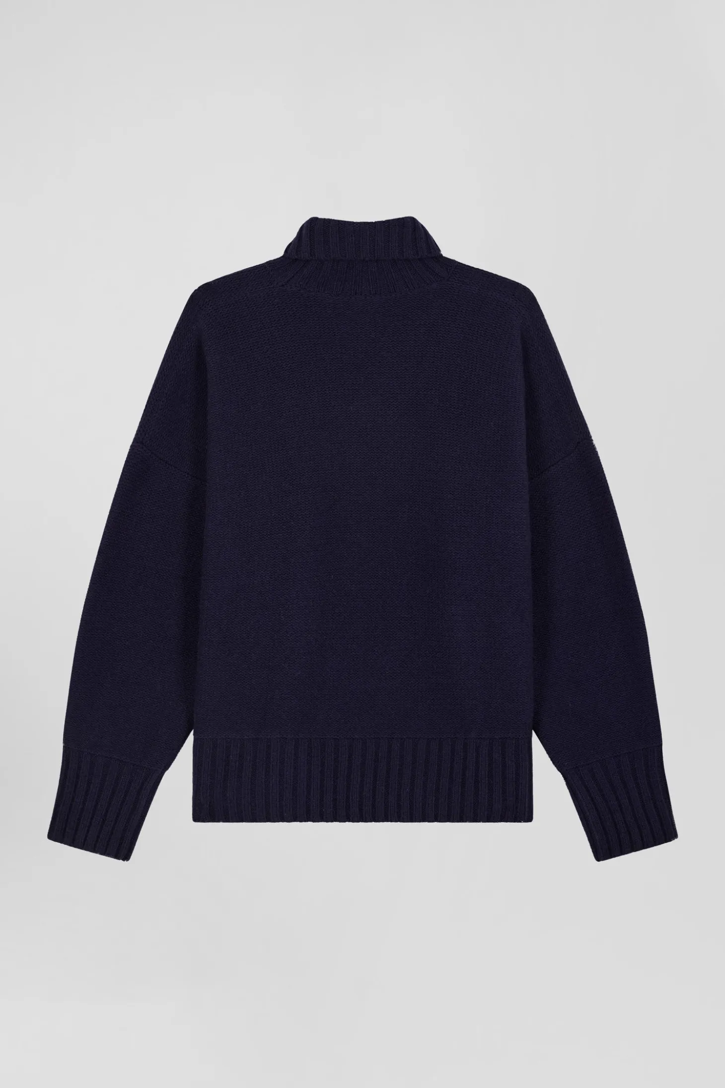 Pull col roulé en laine mélangée bleu marine coupe Oversized