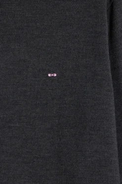 Pull col roulé en laine mérinos gris anthracite coupe Regular