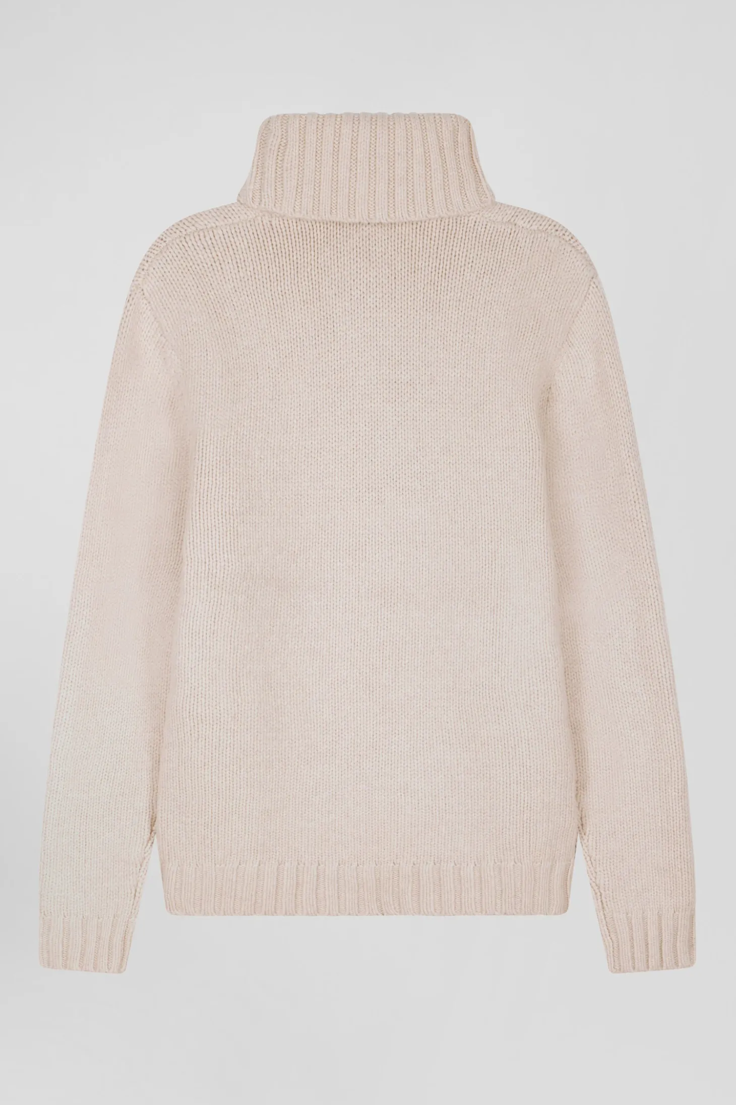 Pull col roulé en laine vierge et polyamide recyclé écru coupe Regular