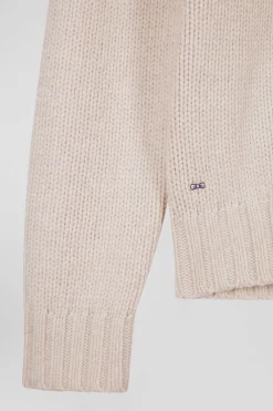 Pull col roulé en laine vierge et polyamide recyclé écru coupe Regular