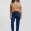 Pull col V en laine et coton camel coupe Relaxed