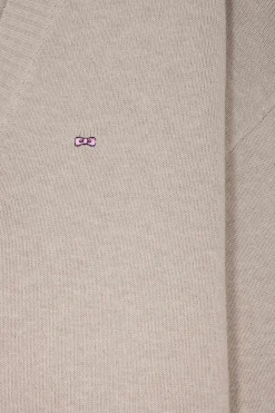 Pull col V en laine et coton beige coupe Relaxed
