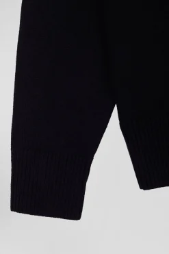 Pull col V en laine et coton noir coupe Relaxed