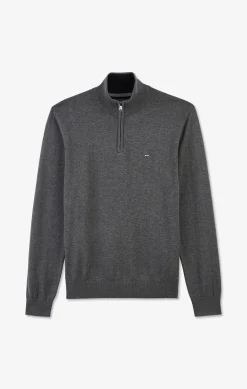 Pull gris à col camionneur en coton