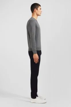 Pull gris à col rond en coton