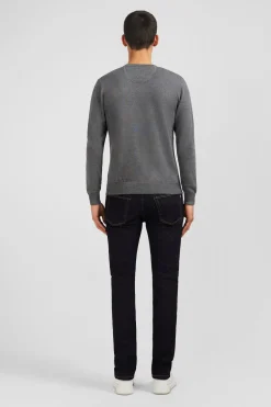Pull gris à Col V en coton