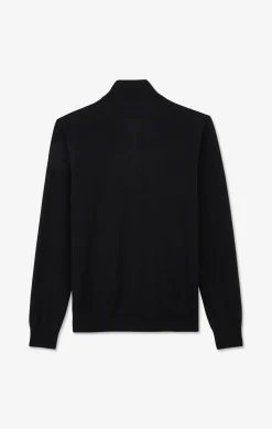 Pull noir à col camionneur en coton