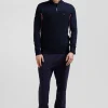 Pull zippé en coton bleu marine XV de France coupe Regular