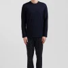 Pyjama long en coton bleu marine