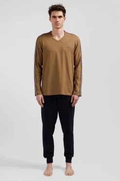 Pyjama long en coton camel