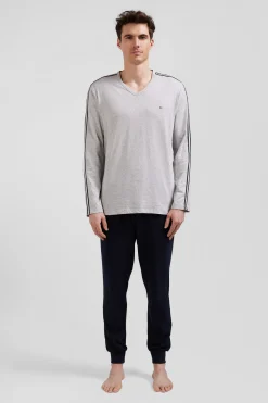 Pyjama long en coton gris