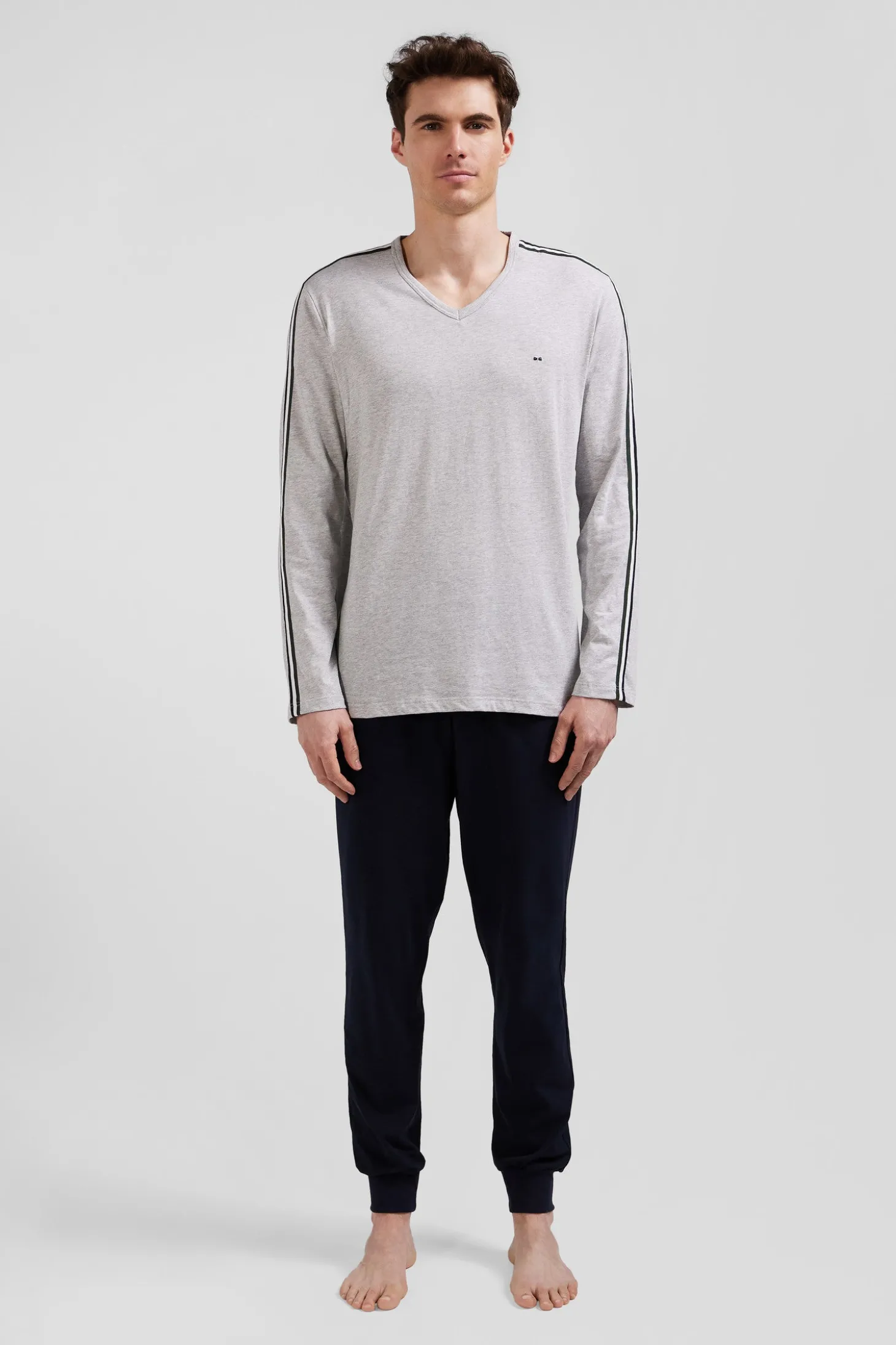 Pyjama long en coton gris