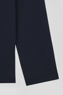 Pyjama long en coton marine pantalon à carreaux