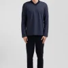 Pyjama long en coton mélangé bleu marine