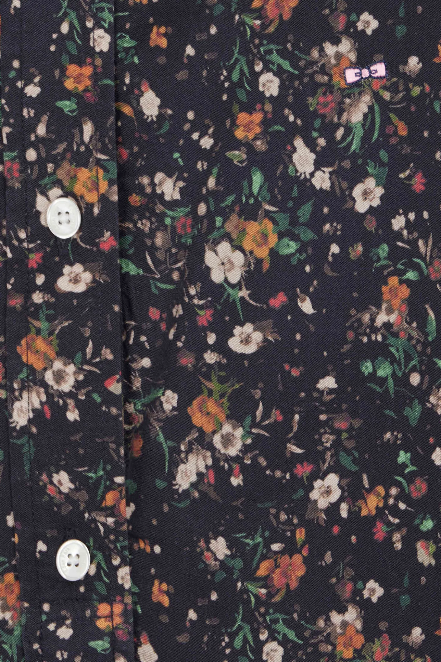 Robe chemise en lyocell noir à imprimé floral
