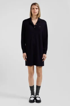 Robe col maillot en laine bleu marine coupe Regular