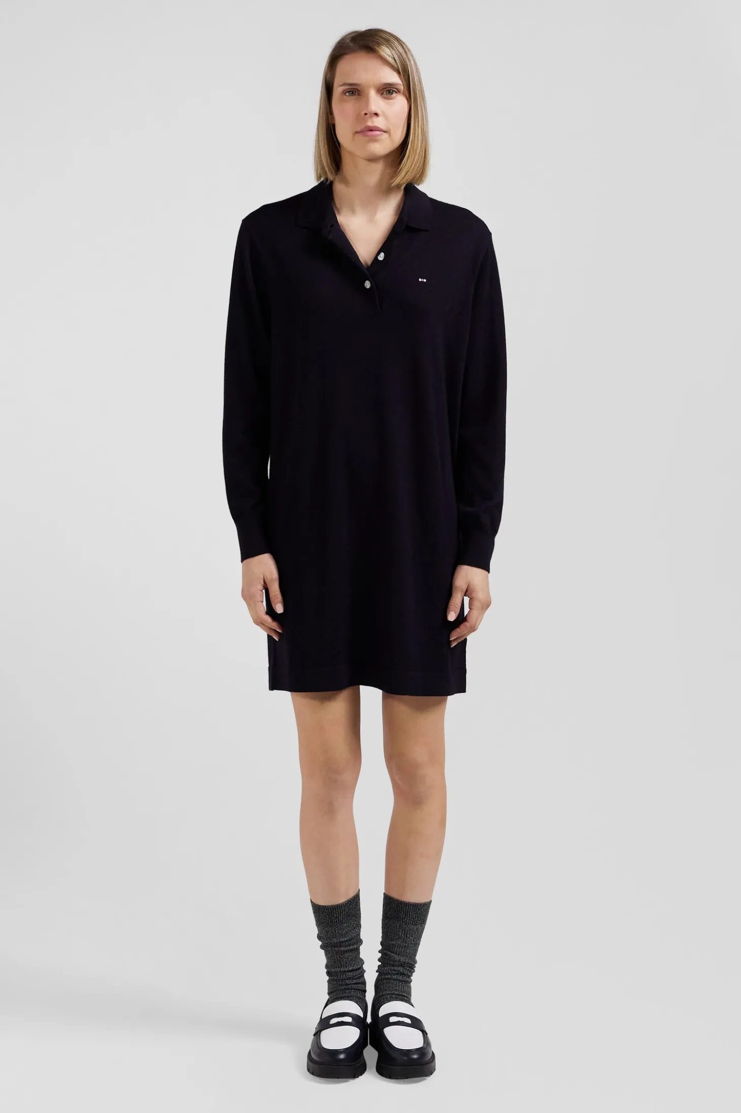 Robe col maillot en laine bleu marine coupe Regular