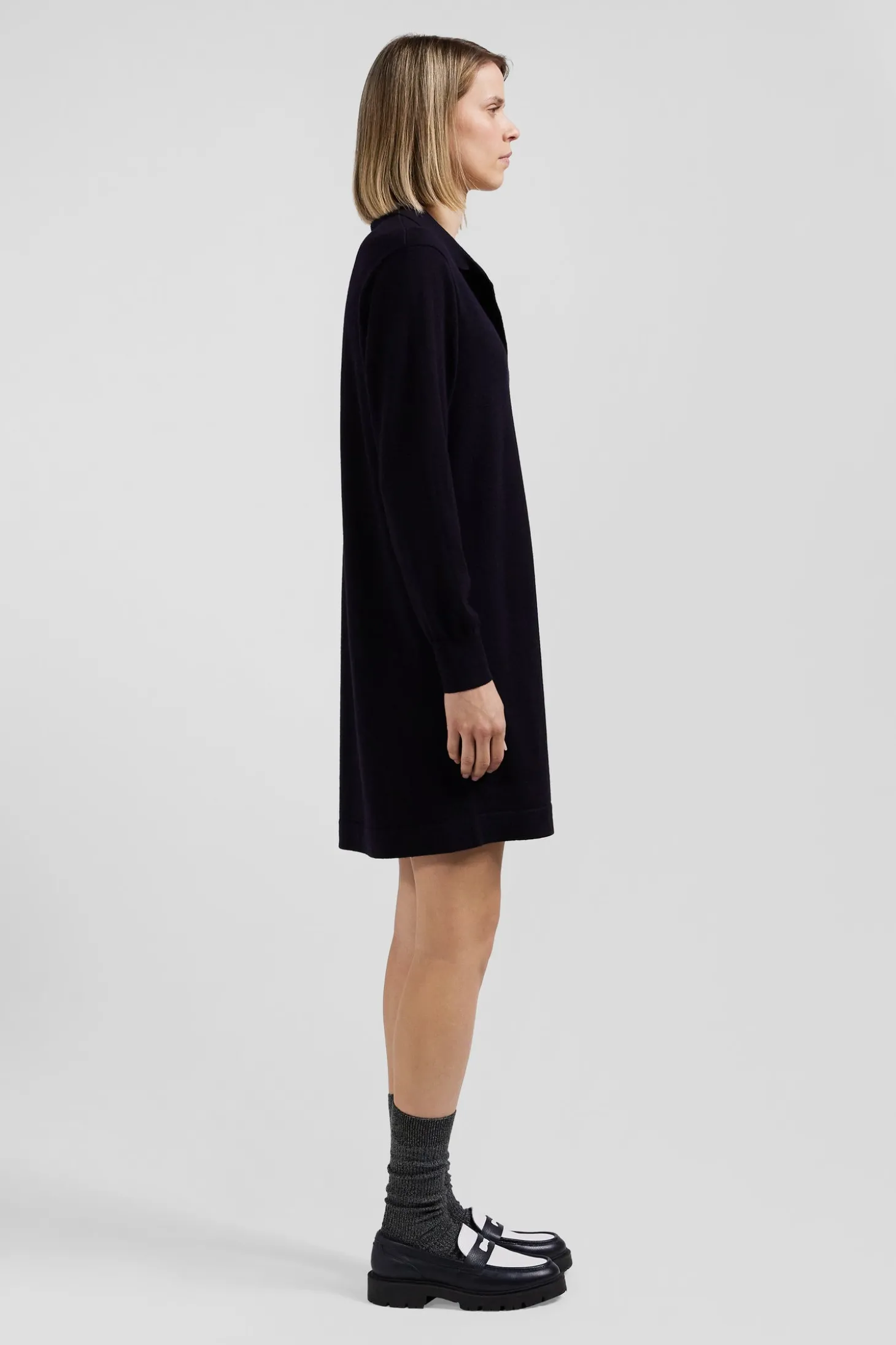 Robe col maillot en laine bleu marine coupe Regular