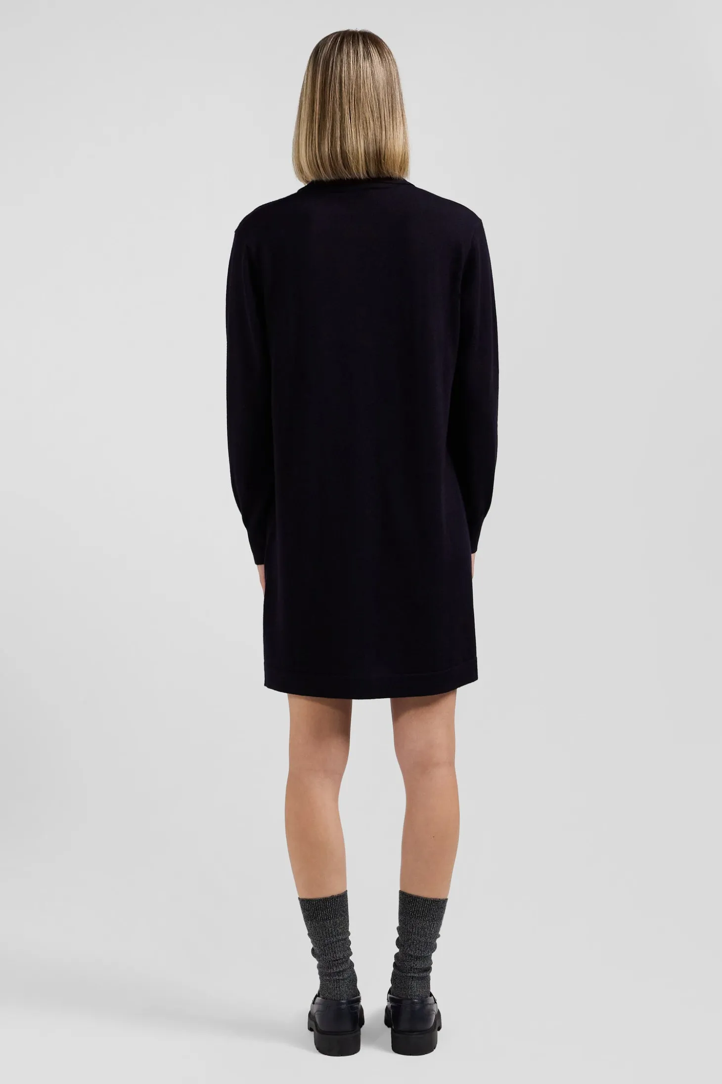 Robe col maillot en laine bleu marine coupe Regular