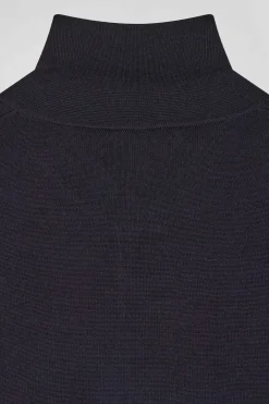 Robe col maillot en laine bleu marine coupe Regular
