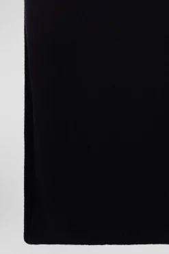 Robe col roulé en laine et coton noire coupe Relaxed